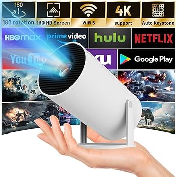 プロジェクター 小型 180°回転 12000lm 高輝度 4K対応 フルHD Amazon.co.jp: 180°回転式小型プロジェクター、WiFi・Bluetooth